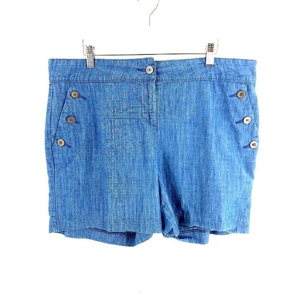 Isaac Mizrahi New York Blue Light Weight Denim Blue High Rise Shorts 14 38/5 - Picture 1 of 7
